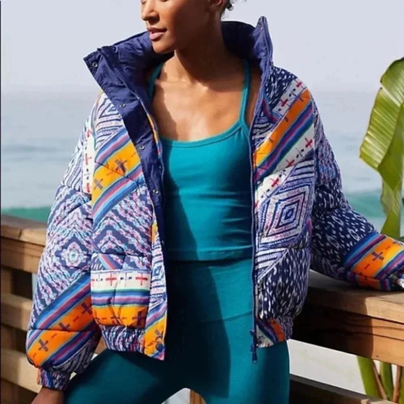 NWT Free People Powerhouse Puffer Jacket Coat Winter Ski Printed - Picture 4 of 15